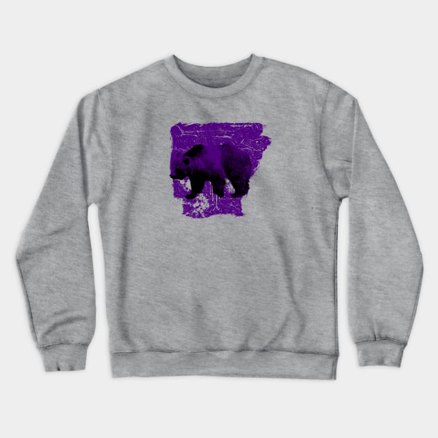 Messy Arkansas Purple Bear Crewneck Sweatshirt by rt-shirts